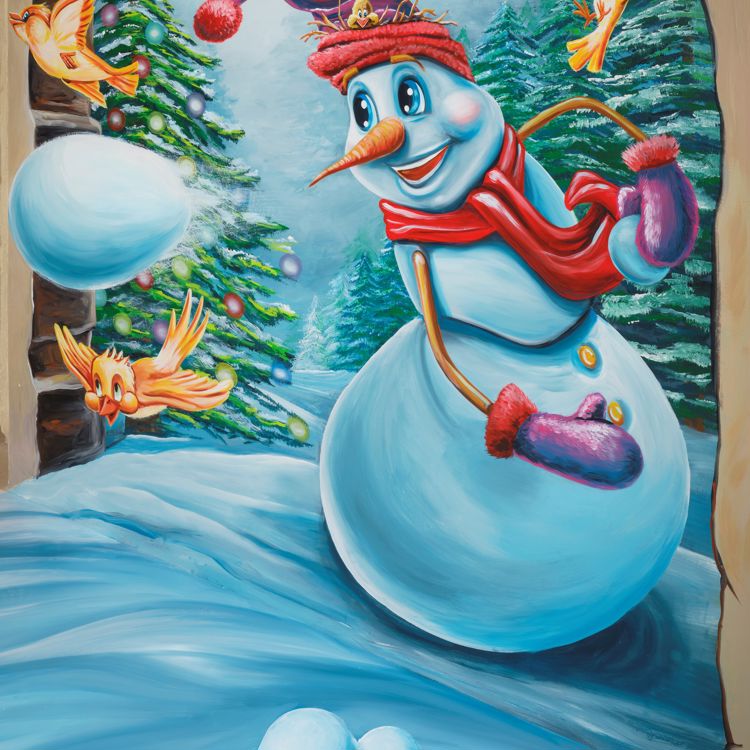 Kerst In Mergelrijk 3D Grotschildering Sneeuwpop
